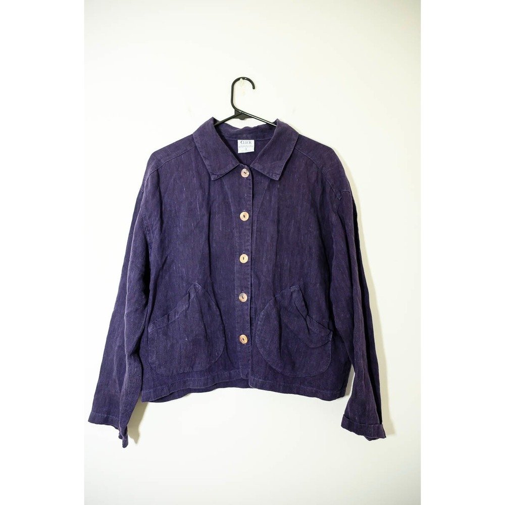 Click CMC blazer button down shirt Jacket S Purple Linen